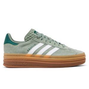 Adidas Silver Green platform Gazelles. Size 38.5